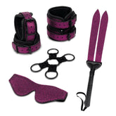7 Piece Dragonskin Bondage Set with handcuffs, collar, and leash for BDSM play
